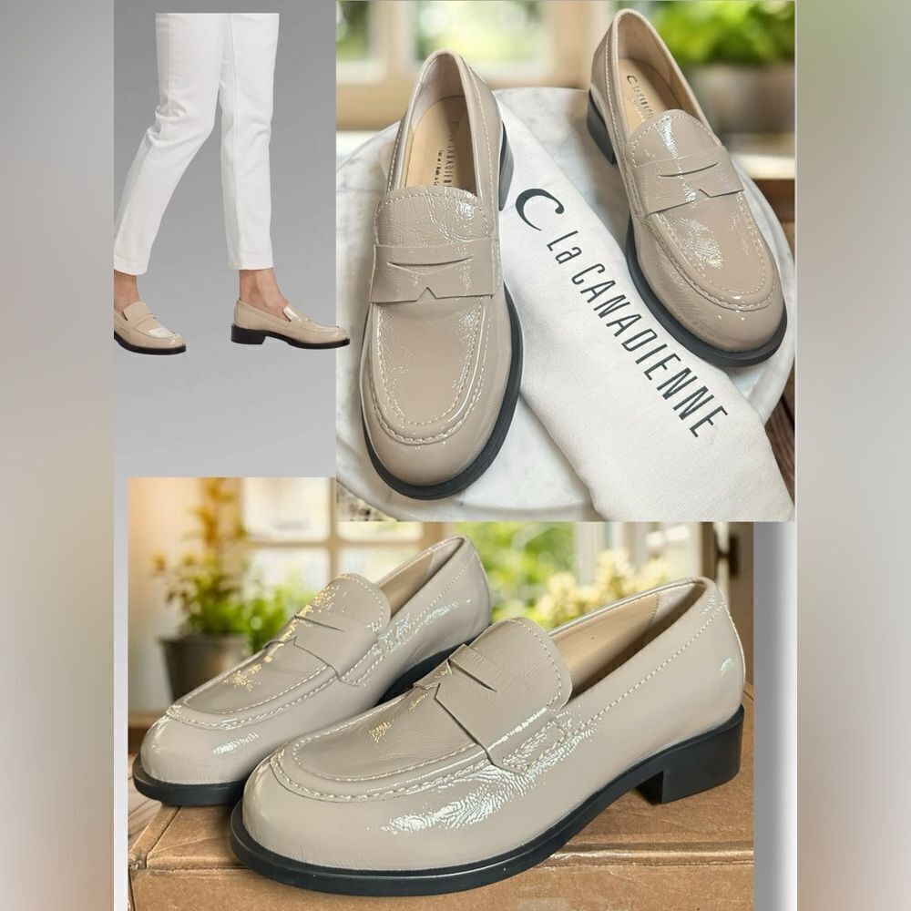 NEW LA CANADIENNE Womens Leather Slip On Loafers Shoes Size 6.5